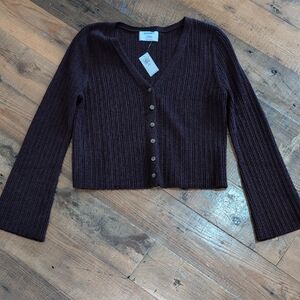 Old Navy Women's V-Neck Ribbed Cardigan - Eggplant